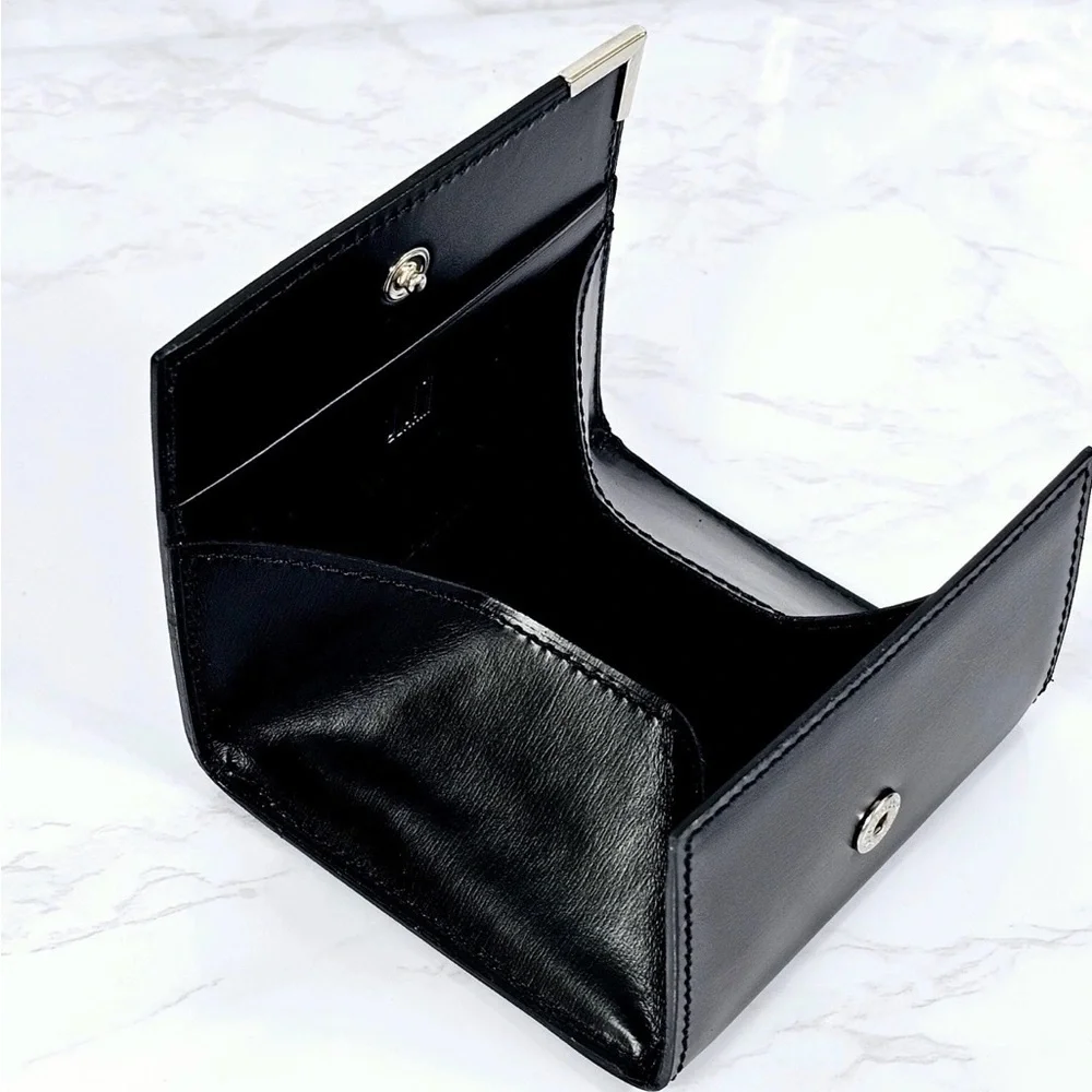 Dunhill Black Leather Wallet with Silver Accent